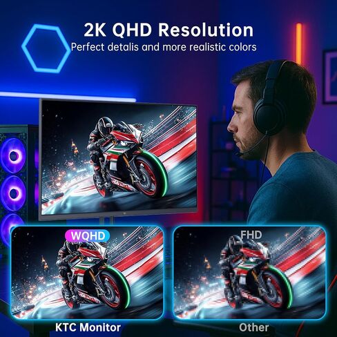 KTC 27 Inch Gaming Monitor 220Hz, 2K QHD Monitor 1ms w/Speakers H27T22C-3 | 2560x1440 Fast IPS Monitors Gamer 200Hz, Adaptive Sync, HDR400, 131% sRGB, HDMI DP Port, Tiltable, Low Blue Light, VESA Mount in Kuwait