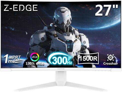 Z-Edge 27 inch Curved Gaming Monitor, 1080P, 300Hz/240Hz Computer Screen | UG27S 1500R Curved Computer Monitor, 1ms, FreeSync, Low Blue Light, Dual DP & HDMI, Metal Stand, for Office & Gaming in Kuwait