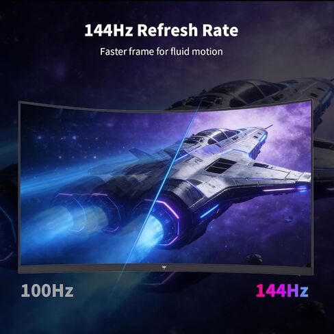KTC H27S5C 27 Inch Curved Gaming Monitor, 1440P QHD 144Hz Monitor, HDR 400 | 2560x1440 120Hz Curve Monitors, 1500R HVA Panel, Adaptive Sync, 400nits, 129%sRGB, HDMI DP, Eye Care VESA 100x100 Mount in Kuwait