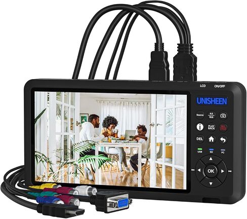 Video Recorder 1080P 60FPS USB2.0 with 7" Screen, DVI/HDMI/CVBS/VGA/YPBPR Capture from VCR, DVD, VHS Tapes, Camcorders, Hi8 - No Computer Required in Saudi Arabia