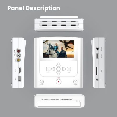 VHS to DVD Recorder, VCR to DVD Recorder-Convert Photos and Videos Between VHS,VCR,Memory Card，DVD and USB. Phone can use a Free App to Burn Videos and Photos, Also has TV Recording Function (White) in Saudi Arabia