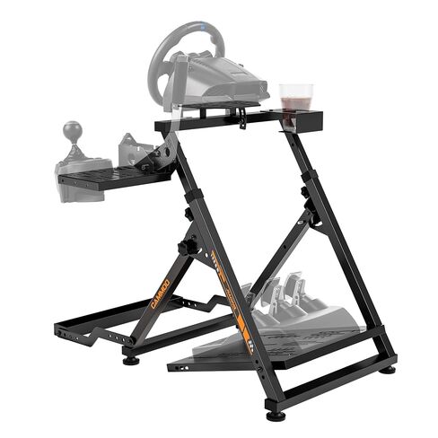 CAMMOO High Compatible Racing Wheel Stand with Chair Slot Fits Handbrake | 31 Holes Wheel Panel, 26 Holes Shifter Panel, Adjustable & Foldable Sim Steering Racing Stand with Dual Anti-Slip, Cup Holder in Saudi Arabia