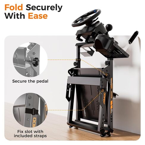 CAMMOO High Compatible Racing Wheel Stand with Chair Slot Fits Handbrake | 31 Holes Wheel Panel, 26 Holes Shifter Panel, Adjustable & Foldable Sim Steering Racing Stand with Dual Anti-Slip, Cup Holder in Saudi Arabia