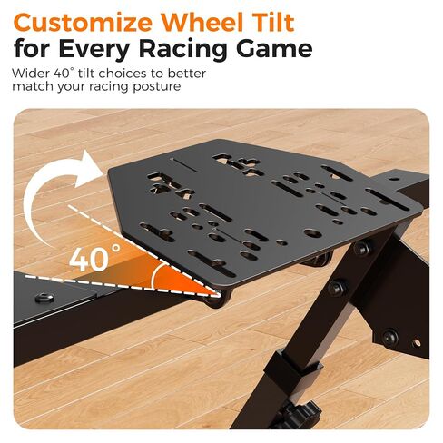 CAMMOO High Compatible Racing Wheel Stand with Chair Slot Fits Handbrake | 31 Holes Wheel Panel, 26 Holes Shifter Panel, Adjustable & Foldable Sim Steering Racing Stand with Dual Anti-Slip, Cup Holder in Saudi Arabia
