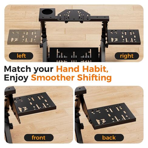 CAMMOO High Compatible Racing Wheel Stand with Chair Slot Fits Handbrake | 31 Holes Wheel Panel, 26 Holes Shifter Panel, Adjustable & Foldable Sim Steering Racing Stand with Dual Anti-Slip, Cup Holder in Saudi Arabia