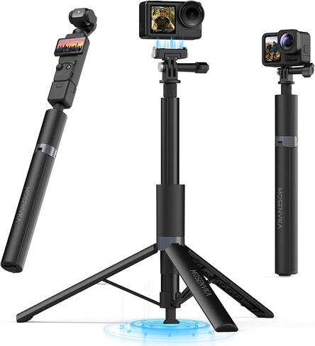 65'' Selfie Stick Tripod for DJI Osmo Action 6/Osmo Nano Accessories | Auto Pop-Open Tripod, Magnetic Quick-Release Adapter Mount 360° Adjustable | 2-in-1 Extended Rod | Portable for Travel Vlog in Saudi Arabia