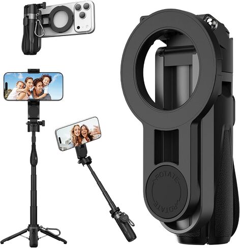 Selfie Stick for Phone, 5-in-1 Magnetic Phone Tripod with Remote | Phone Holder, 360° Rotation, Extendable Cell Phone Stand for video Recording, Compatible with iPhone/Android in Saudi Arabia
