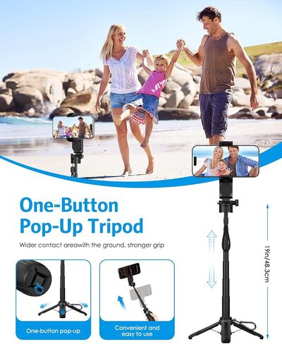 Selfie Stick for Phone, 5-in-1 Magnetic Phone Tripod with Remote | Phone Holder, 360° Rotation, Extendable Cell Phone Stand for video Recording, Compatible with iPhone/Android in Saudi Arabia
