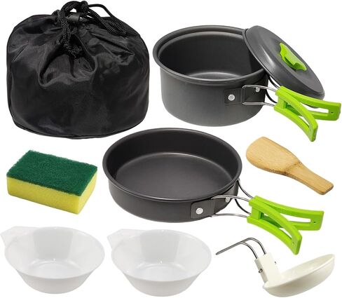 7Pcs Camping Pan Set - Backpack Cookware Pot and Pans Set, Survival Cooking Kit for Hiking, Picnic in Saudi Arabia