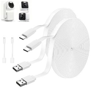 20FT USB C Extension Cable for WYZE Duo Cam Pan Indoor/Outdoor,WYZE Cam Pan v4,Wyze Cam v3,Wyze OG,Petcube Cam 360/TP-Link Tapo C120,CCTV Camera,USB to Type C Long Flat Charging Charger Cord -2 Pack in Saudi Arabia