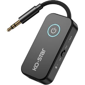 Bluetooth 6.0 Transmitter Receiver, 2-in-1 Wireless Audio Adapter with Dual Link for 2 Headphones, 3.5mm Aux Jack for TV, Airplane, Car, PC, Gym, Home Stereo, Nintendo Switch in Saudi Arabia