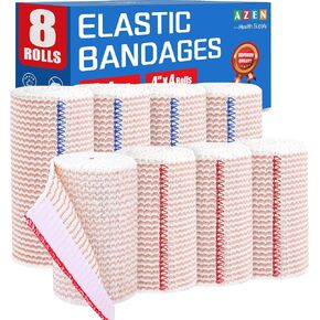 AZEN Premium 8 Pack Elastic Bandage Wrap (2x2", 2x3", 2x4", 2x6"), Compression Wrap Bandage for Legs, Ankle, Knee, Tummy, Body, Latex-Free, Lymphedema Wraps for Legs in Saudi Arabia