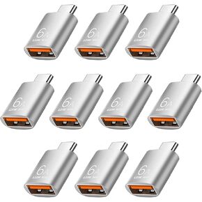 10 عبوات محول USB C إلى USB بسرعة 10 جيجابت في الثانية/120 وات، ومحول USB3.1 إلى C، أسود | محول أنثى من النوع C ذكر إلى USB أنثى، موصل ممتد من النوع C، للهواتف الذكية وأجهزة الكمبيوتر الشخصية والكمبيوتر المحمول والكمبيوتر اللوحي ولوحة المفاتيح وما إلى ذلك in Kuwait