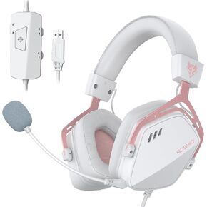 NUBWO HG03 Wired Gaming Headset for PC, FPS-Tuned, Noise-Canceling Mic | USB-A Equipped | One-Click FPS Mode | 50mm Driver | Memory Foam Cushion | For PC Laptop | Gaming & Office Comfort - White in Saudi Arabia