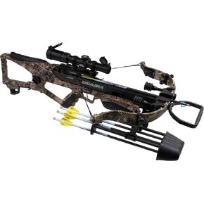 Excalibur REV X Accurate Lightweight Quiet CeaseFire Archery Hunting Crossbow - Scope, Scope Rings, 4 Proflight Arrows with 100Gr Field Points, Rebolts Quiver Included in Kuwait