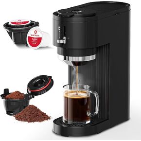 Single Serve Coffee Maker – Brew with Coffee Pods & Grounds, Compatible with Kcup Coffee Pods, Small Sizes Up to 6 8 10 12 14 Oz, 14 Oz Water Reservoir, Easy to Clean for Office Travel Home, Black | 6–14oz adjustable brew sizes, 14oz reservoir, self-clean in Saudi Arabia
