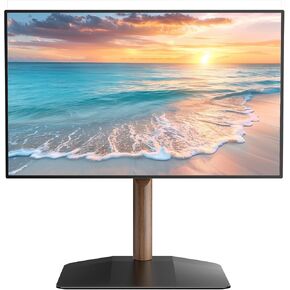 monTEK Walnut Column Universal Tabletop TV Stand for 32-65"TVs,Swivel& Tilt | 3-Level height adjustable, table top TV mount stand for living room & bedroom, max VESA 400x400m, heavy duty base holds 88lbs in Kuwait