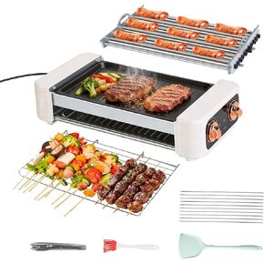 Hot Dog Roller Machine, 3-in-1 Electric Sausage Griller with 6 Auto-Rotating Rollers, Hot Dog Cooker Smokeless Non-Stick Indoor Outdoor with 3 Temp Levels for BBQ Sausages Skewers Burgers Vegetables in Saudi Arabia