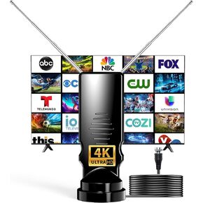Rabbit Ears TV Antenna Indoor for Smart & Older TVs, HDTV Antenna for OTA Local Channels, Digital Indoor TV Antenna with Adjustable VHF UHF Dipoles, 4K 1080P Ready, Easy Setup in Saudi Arabia