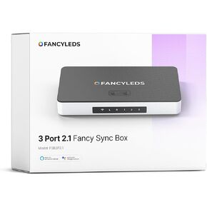 Fancyleds 3 Port 2.1 Fancy Sync Box Streaming Media Player TV LED إضاءة خلفية متزامنة مع HDMI 2.1، 4K 120 هرتز، 144 هرتز، 8K 60 هرتز، VRR، ALLM، 96 RGBW LED لكل متر إضاءة محيطة (لأجهزة التلفاز من 70 بوصة إلى 95 بوصة) in Kuwait