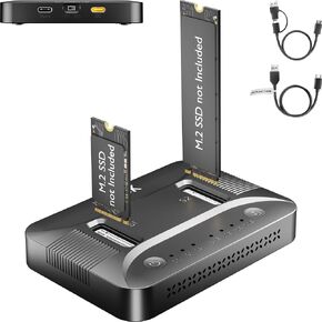 Dual-Bay M.2 SSD Cloner Dock for PC Storage Upgrade Tool-Free 16TB | Offline Duplicator M2 Reader Adapter NVMe SATA Copier Enclosure 10Gbps USB-C Supports 2230-22110 RGB Light System Migration in Saudi Arabia