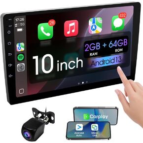 Haudio 10.1 Inch Double din car Screen,with wireles CarPlay and Android Auto,HD Touch Screen Car Stereo with Mirror Link, Bluetooth 5.0, Backup Camera,RDS,FM/AM Transmitter|Double din carplay Radio in Saudi Arabia