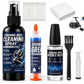 Fishing Reel Oil Kit – Cleans Rust, Prevents Corrosion & Smooths | 100ml Cleaner Sprayer, 30ml Oil, 10ml Grease, Cleans Salt & Sand, Prevents Rust, Lubricates Gears, Extends Reel Life in Kuwait