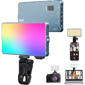 Zecti 135 LED Selfie Camera Phone Light with Metal Hotshoe & Clip | 4000mAh CRI 96+ RGB Video Light, 2500K-9900K 21 Scenes Portable Camera Light for TikTok,Content Creator,12W Max Output Power in Saudi Arabia