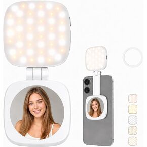 Magnetic Selfie Light Compatible with MagSafe for iPhone – Rechargeable LED Fill Light with Mirror, CRI≥95, 5 Color Temps, Foldable Ring Light in Saudi Arabia