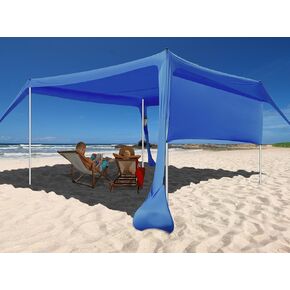 Beach Canopy Tent Shade with Sidewalls 10x10FT, 6.6FT Tall, UPF50+ Sun Shelter, Windproof & Water Resistant, Includes Guylines Sand Shovel Stability Poles, Easy Up for Beach Outdoor Camping Backyard in Saudi Arabia