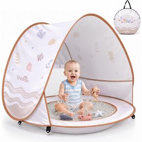 Dreamon Baby Beach Tent with Pool – Pop Up Shelter UV Protection for Infant | Large 47" x 28" x 34" Baby Tent with Beach Toys Set and Carry Bag, Baby Beach Essentials Portable and Foldable Kids Play Tent in Kuwait