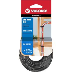 VELCRO Brand Cable Ties, 15in, Black and Gray, 30 Pack | Extra Long Reusable Cable Ties For Large Cable Bundles; Zip Tie Alternative For Workstations, TV Areas And Home Offices in Saudi Arabia