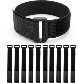 Ysenchan Hook and Loop Straps with Buckle, Reusable Adjustable Cable Management Straps, Heavy Duty Cinch Straps for Cords, Hoses, Bike Gear & Home Organization, 1" x 10", Black, 10 Pack in Saudi Arabia