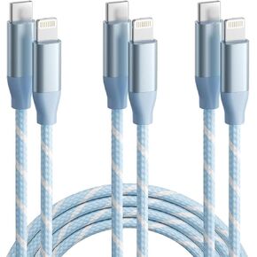 USB C to Lightning Cable 3 Pack 6FT Apple MFi Certified Fast Charging | MFi Certified Lightning to USB C Cable 3 Pack 6FT, Nylon Braided Fast Charging Cord for iPhone 14 13 12 Pro Max iPad AirPods in Saudi Arabia