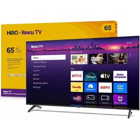 تلفزيون Roku Hiro 65 بوصة 4K HDR ذكي بشاشة مسطحة تلفزيون LED وبث صوت Dolby، 60 هرتز، HDR10، متوافق مع Apple Airplay H65C4C4 (متجدد) in Saudi Arabia