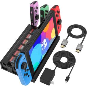 TV Docking Station with Joycon Charging for Switch,Storable 6 Game Cards/6 TF Cards,Switch Docking Station Support 4K HD Adapter Output with Cable and 15V/2.6A USB-C Charger in Saudi Arabia