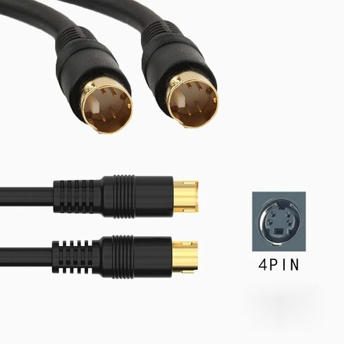 S-Video Cable 1.5m/5Ft Din 4-Pin Male to Male Gold Plated Connector | for Home Theater,DSS receivers,Player Camcorders Transfer Video to TV or Monitor Connection Cable in Saudi Arabia