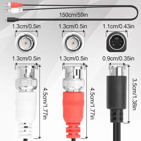 Mini 4 Pin S Video to Dual BNC Male Cable 1.5M | S-Video 4P Male to 2 BNC Connector Video Adapter Cable for CCTV Camera, DVR, Monitor, Capture Card and Video Equipment in Saudi Arabia
