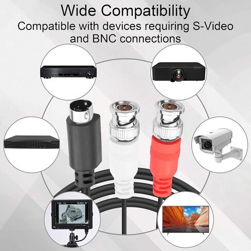 Mini 4 Pin S Video to Dual BNC Male Cable 1.5M | S-Video 4P Male to 2 BNC Connector Video Adapter Cable for CCTV Camera, DVR, Monitor, Capture Card and Video Equipment in Saudi Arabia