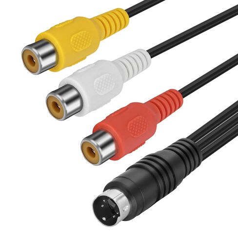 MEIRIYFA 4 Pin S-Video to 3 RCA AV Female Cable Composite Wire, 3 RCA to 4 Pin Male Mini DIN S-Video Extension Cord for TV/HDTV CD Player VCR DVR DVD Player PC Laptop (0.3M) (RCA Female) in Saudi Arabia