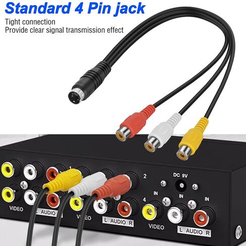MEIRIYFA 4 Pin S-Video to 3 RCA AV Female Cable Composite Wire, 3 RCA to 4 Pin Male Mini DIN S-Video Extension Cord for TV/HDTV CD Player VCR DVR DVD Player PC Laptop (0.3M) (RCA Female) in Saudi Arabia
