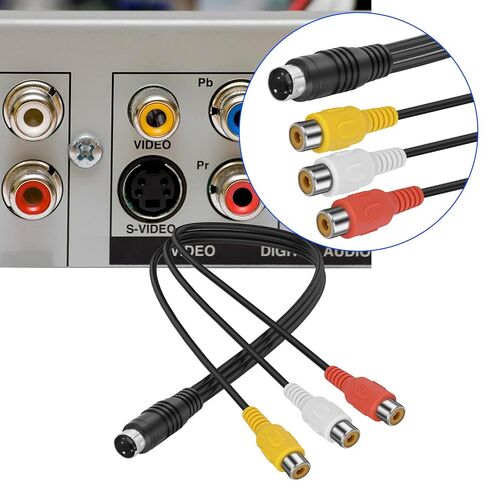 MEIRIYFA 4 Pin S-Video to 3 RCA AV Female Cable Composite Wire, 3 RCA to 4 Pin Male Mini DIN S-Video Extension Cord for TV/HDTV CD Player VCR DVR DVD Player PC Laptop (0.3M) (RCA Female) in Saudi Arabia
