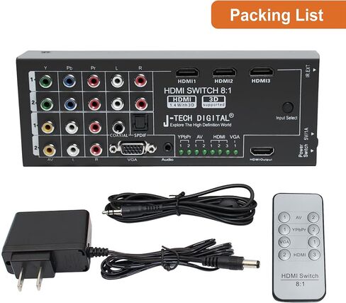 J-Tech Digital JTD-0801 Multi-Functional HDMI Converter Switch with 8 Inputs to 1 HDMI Output in Saudi Arabia