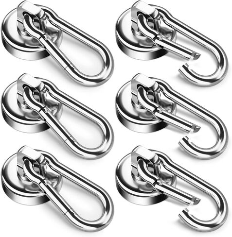 FINDMAG 10 Pack Magnetic Hooks for Cruise Cabins, Magnet Hooks, 70 LBS | Strong Magnetic Hooks Heavy Duty with Swivel Carabiner for Tools and Lights, Kitchen, Home, Warehouse, School in Kuwait