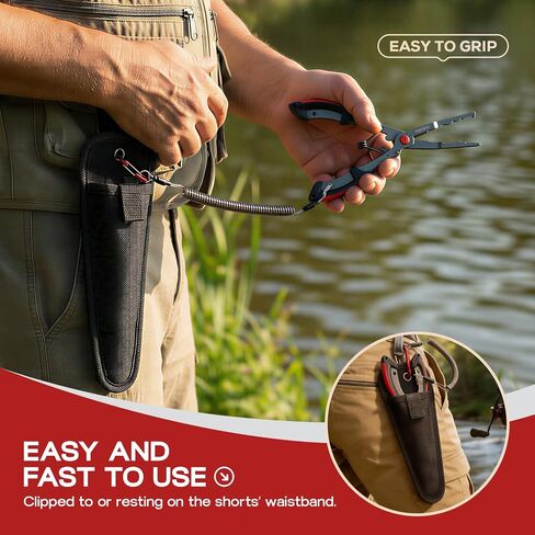 Fishing Pliers 8.4" Long Nose Multi-Function Fishing Tool – Stainless Steel Hook Remover, Line Cutter & Split Ring Opener with Safety Lanyard for Freshwater & Saltwater Fishing in Saudi Arabia