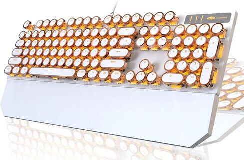 Retro Pink Typewriter-Style Keyboard and Mouse Combo, Cute Light Up Wired Mechanical Keyboard with Linear Red Switches, Full Size for Gaming, Work, Mac, PC, Windows in Saudi Arabia