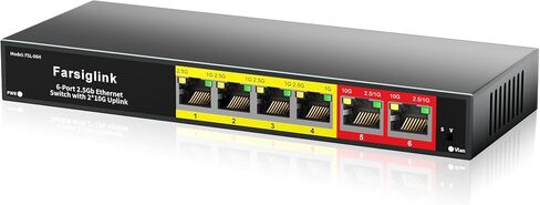 محول إيثرنت غير مُدار بـ 6 منافذ جيجابت، محور الشبكة 4 × 2.5 جيجا + 2 × 10 جيجا RJ45 مقسم إيثرنت بدون مروحة التوصيل والتشغيل لـ NAS Wireless AP لتحسين حركة المرور بدون مروحة تصميم معدني in Kuwait