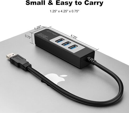 CIRAGO USB 3.0 to Gigabit Ethernet Adapter with 3 Port USB 3.0 Hub | Multiport Network Adapter, RJ45 10/100/1000 Gigabit Ethernet, Compatible for Laptop, MacBook, XPS, Windows 10/8/7 in Kuwait
