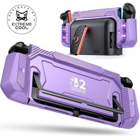 Dockable Purple Case for Switch 2,[Exclusive Pop-up Joy-Con Quick Release][Military-Grade Protection][Stand Compatible] Switch 2 Protective Case with Ergonomic Grip, Shell for Switch 2 Console in Saudi Arabia