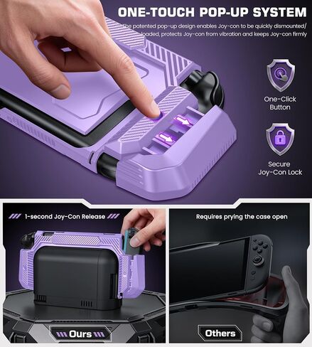 Dockable Purple Case for Switch 2,[Exclusive Pop-up Joy-Con Quick Release][Military-Grade Protection][Stand Compatible] Switch 2 Protective Case with Ergonomic Grip, Shell for Switch 2 Console in Saudi Arabia